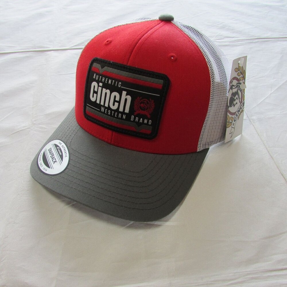 Cinch Flexfit Adjustable Snapback Meshback Trucker Cap Hat Red/Gray